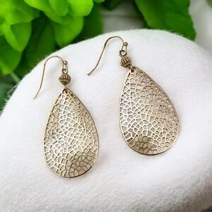 18K Gold Plated Filigree Hoop Earrings